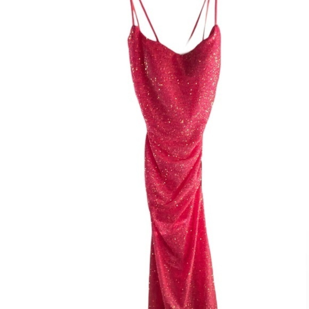 LeFemme 30619 Neon Pink Sequin Gown